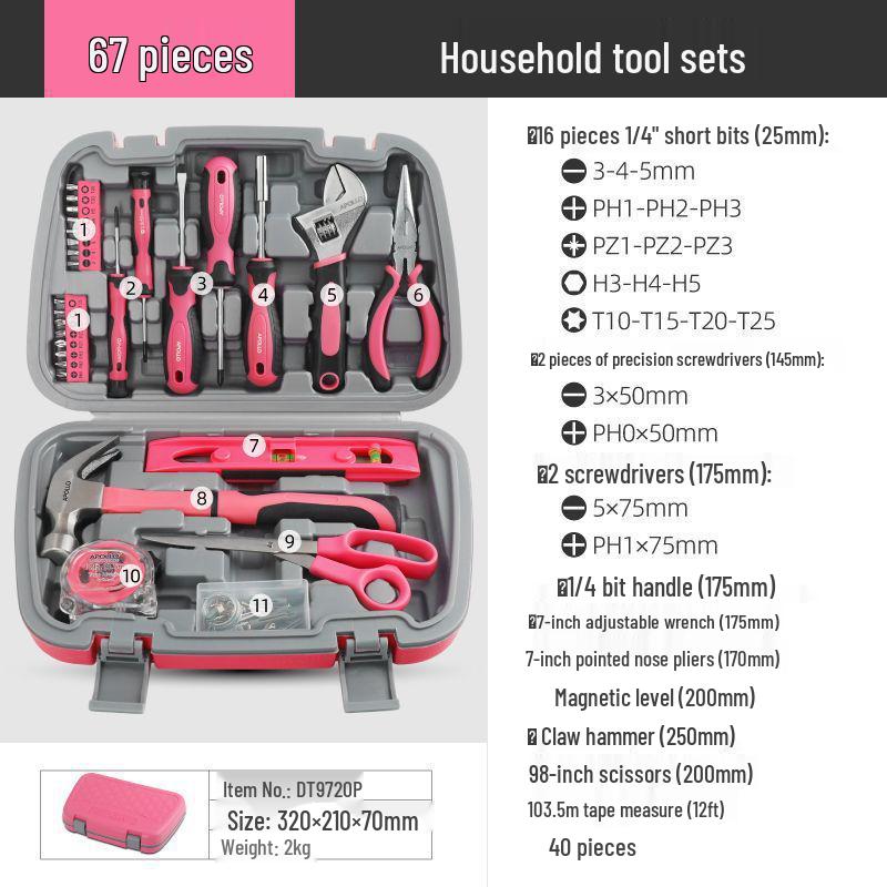 Complete Home Repair Tool Kit: Hex Wrench, Screwdriver, Pliers & More