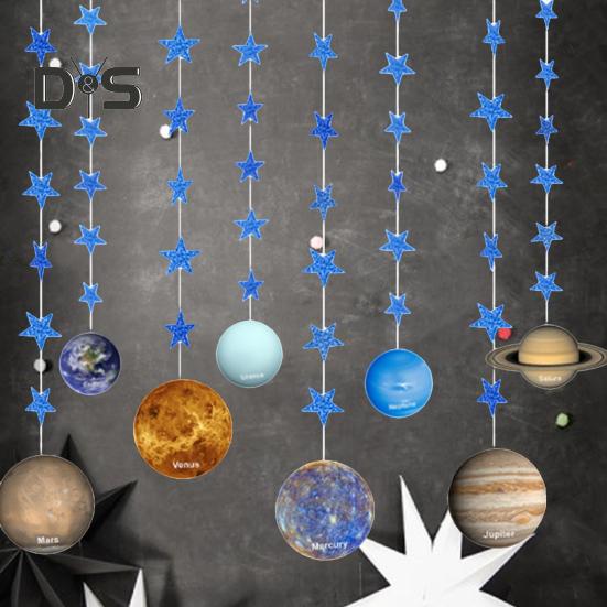 1 Set langlebige Planeten-Hängeflagge mit Glitzersternen, auffälliger Banner-Anhänger mit Sternenhimmel-Motiv, Geburtstagsparty-Dekor