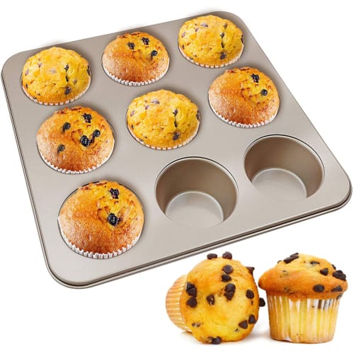 FUZHENTU Muffin Pan, 26*26*2cm, Muffin Cup Pan, Christmas Canel? Pan, Madeleine Pan, 9-Cavity Muffin Cup, Baking Pan, Cupcake Pan, Non-Stick Cake Pan
