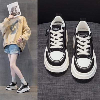 Autumn New Inner Heightening Platform Casual Little White Shoes Fashionable Versatile Student Shoes Color Matching Small Single Shoes Women's Shoes
