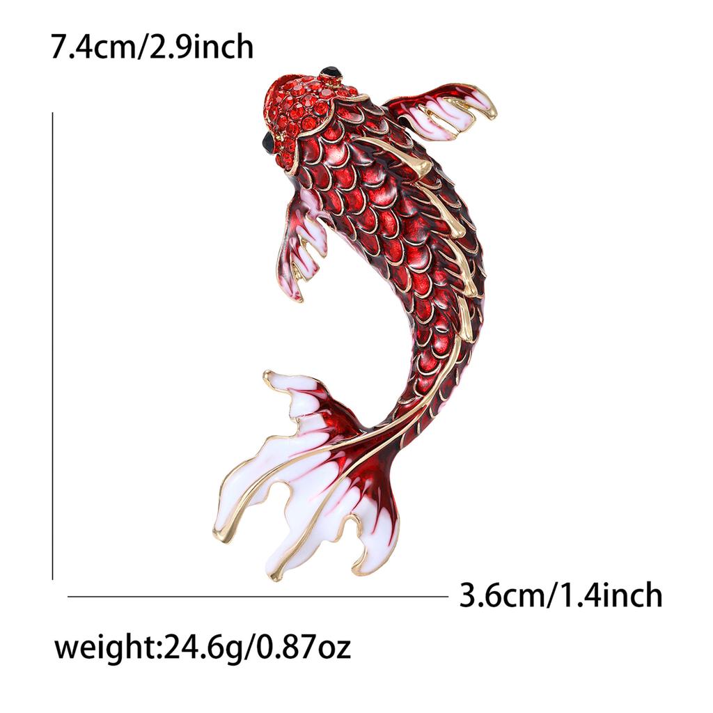 Enamel Carp Brooch for Women Unisex Animal Lapel Pins Party Friend Accessories Gifts