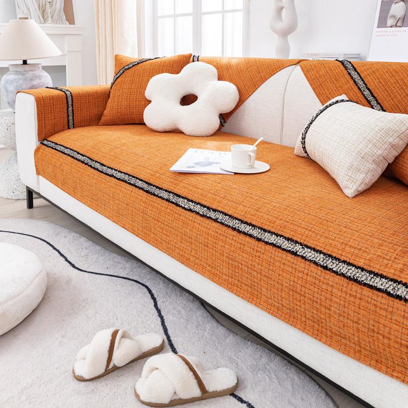 Fabric Sofa Cushion Four Seasons Universal Non-slip Cushion Solid Color Double Simple Sofa Cover Cover Cloth Cover Towel