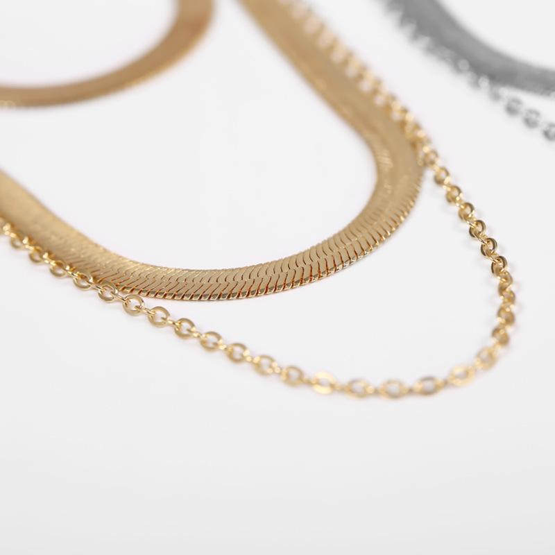 Geometric Personalized Alloy Chain Necklace for Women, Multi-layer Mixed and Matched Snake Bone Chain Cross Chain Necklace