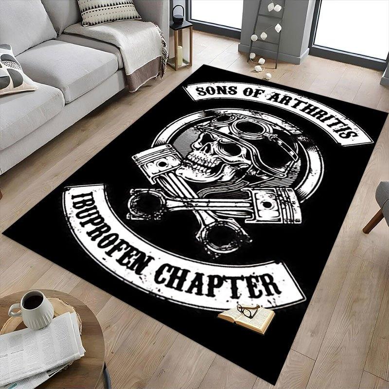 1pc Sons of Anarchy Themed Office Carpet Chair Mats - Durable Polyester Rug for Home Theater, Office, Dorm Room Decor - tA22