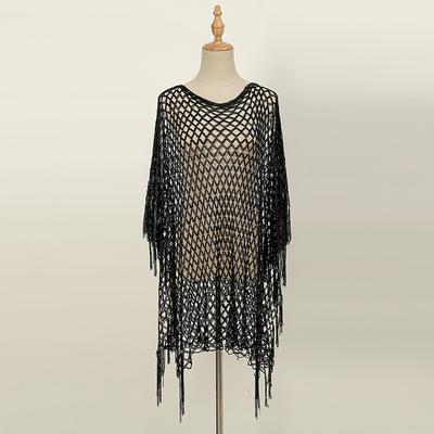 Sexy Lace Shawls For Solid Color Gold And Silver Wire Hollow Out Long Pareos With Tessles Muslim Female'S Stole