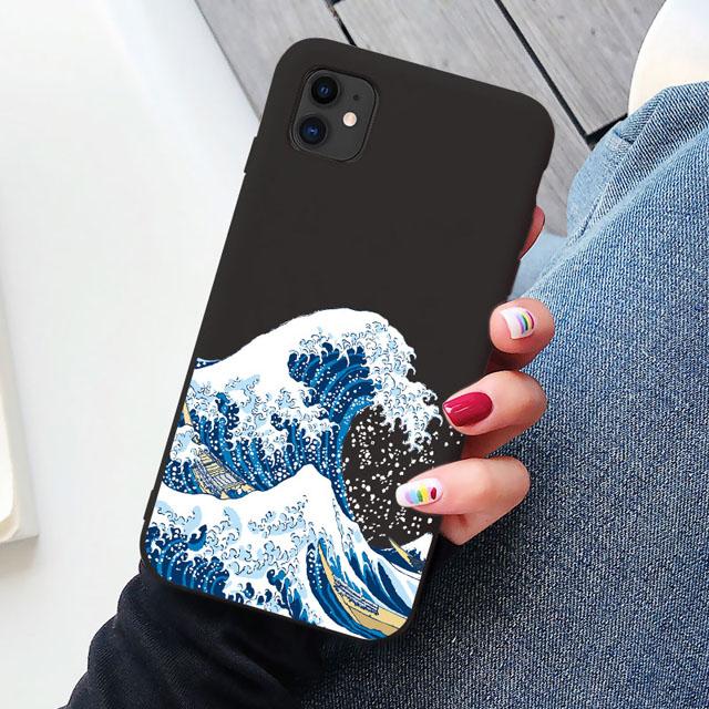 Anime Kanagawa Big Waves Ocean Wave Phone Case For iPhone 16 15 14 11 12 13 Pro Max Mini X XS XR 7 8 Plus SE Shockproof Cover