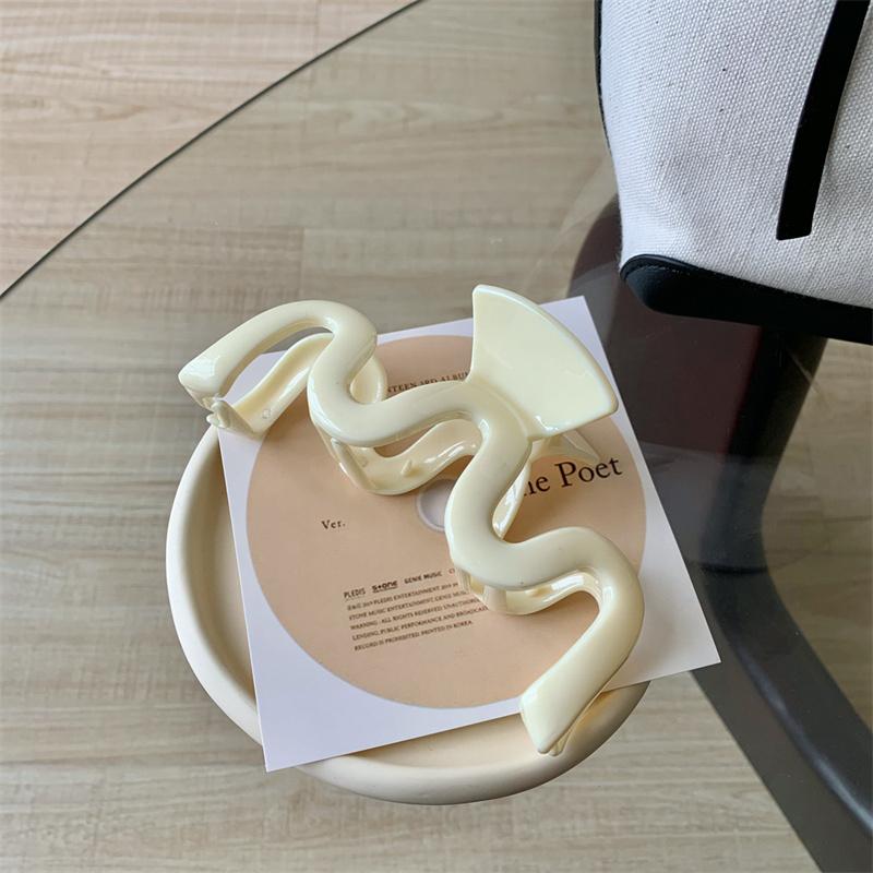Wellenförmige Haarspange Damen Groß Krabbe Bad Pferdeschwanz Plastik Haarspange Koreanisch Gelee Haarnadel Haarspangen Mädchen Haarschmuck