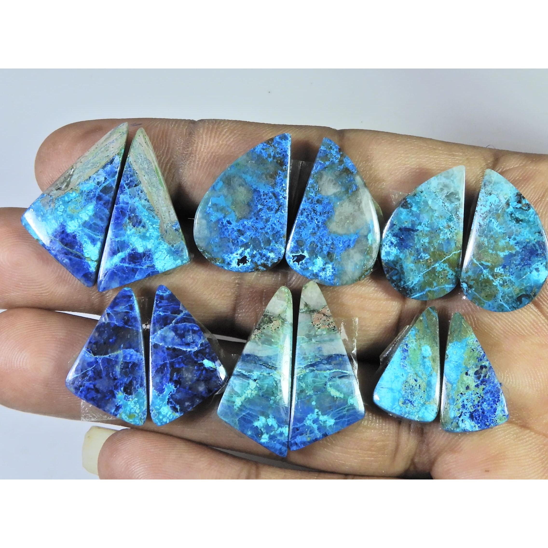 126Cts. Natural Shattuckite Matched Pair Fancy Cabochon Gemstone 06 Pair Lot C-1454