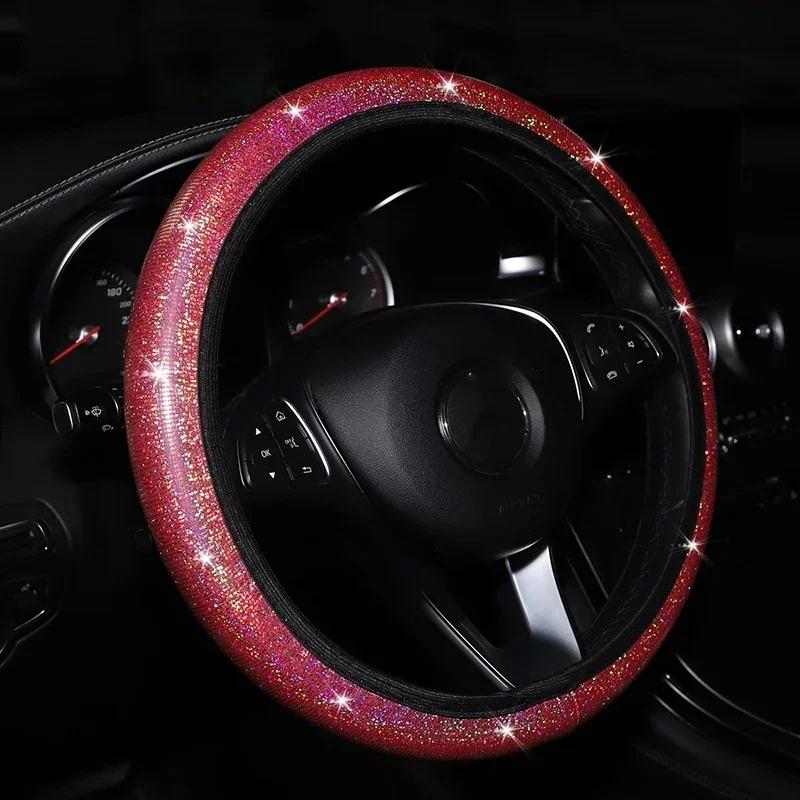 38CM Car Steering Wheel Cover Diamond Wheel Cover for Women Steering Wheel Cover Universal Anti-Slip Car Styling Accessories