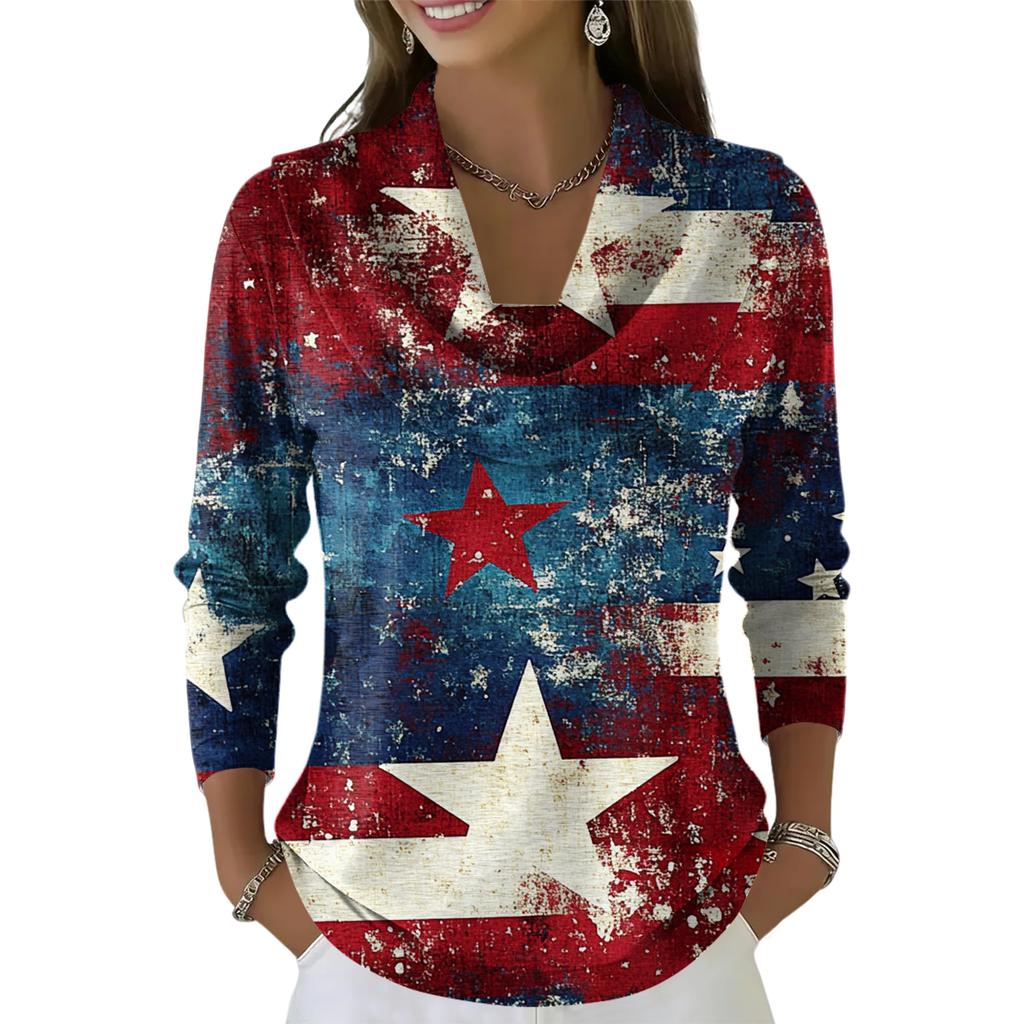 Women's Casual And Fashionable Round Neck Long Sleeved Printed Top Sweater