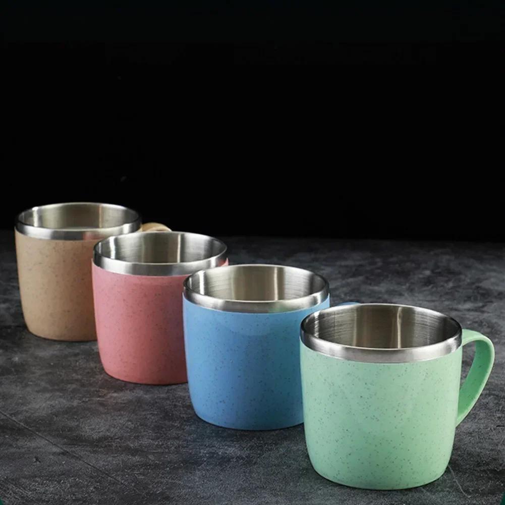 Cup Double-layer Shatterproof Anti Scalding Vacuum Flask Coffee Tea Mugs Heat Insulation For Milk Tea Stainless Steel 7x7.5x8cm