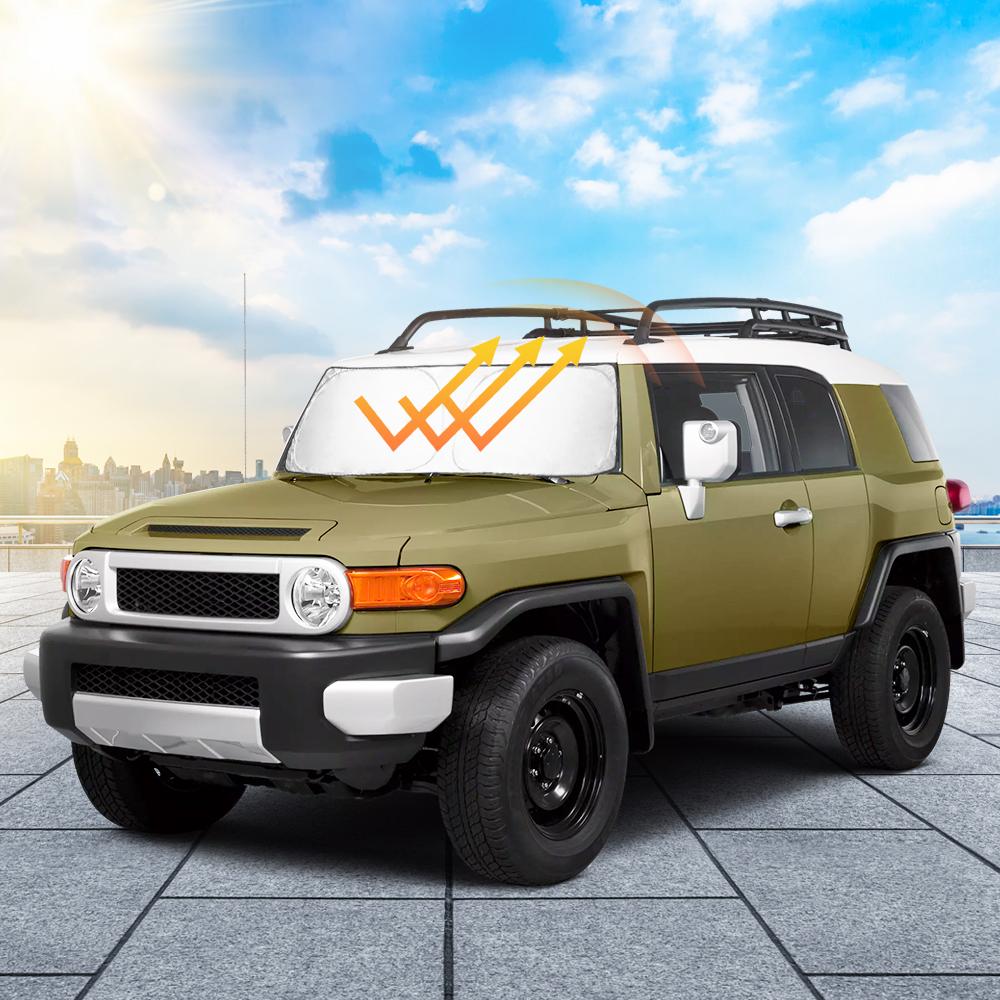 Folding Sunshade Protector Dual-Layer Sunshade Custom For Toyota FJ Cruiser Sport Utility 2007-2014 Front Windscreen Shade Visor