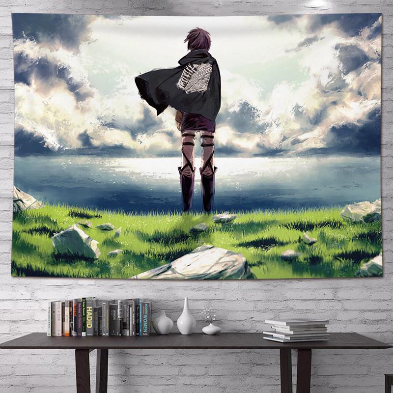 Vertical Attack On Titan Anime Tapestry Cartoon Wall Art Hanging For Bedroom Dorm Living Room Home Decoration