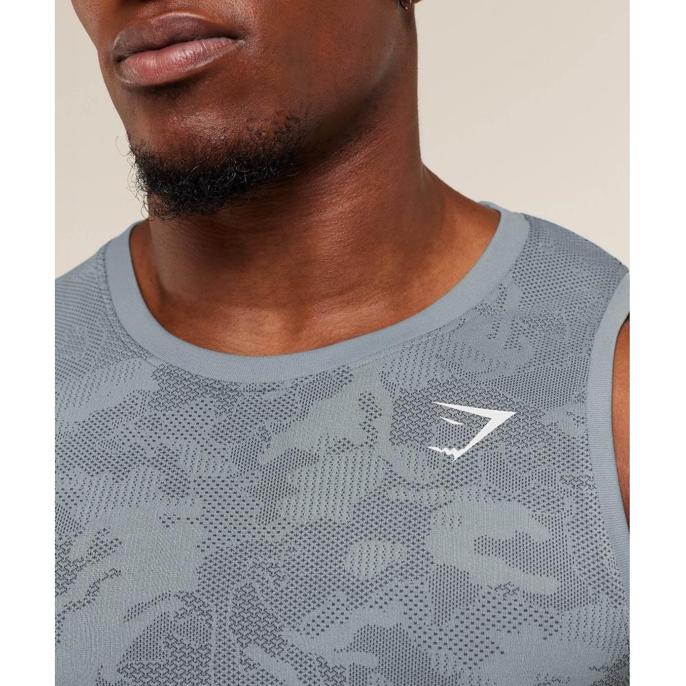 Gymshark Geo Seamless Tank Storm Blue    Stealth Blue A6a3k Ud8l