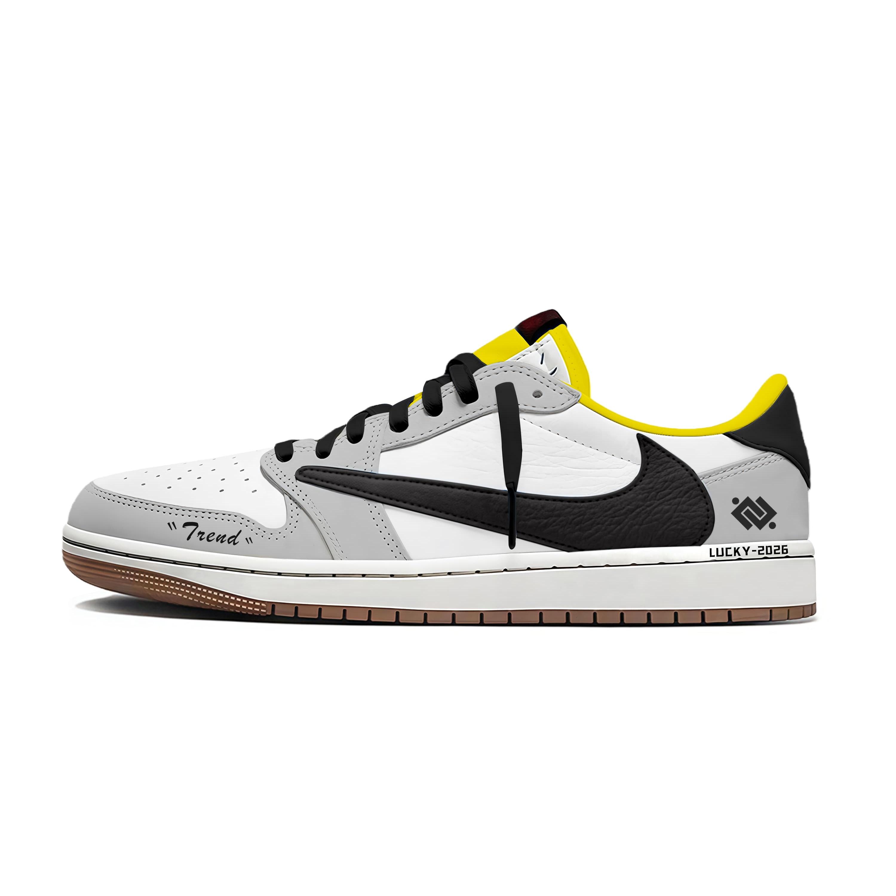 

Jordan x Travis Scott Air Jordan 1 Horse Year Gray Collar Prospects Slip Resistant Low top Vintage Basketball Shoes DZ4137-700(Team2042- ·) 35.5