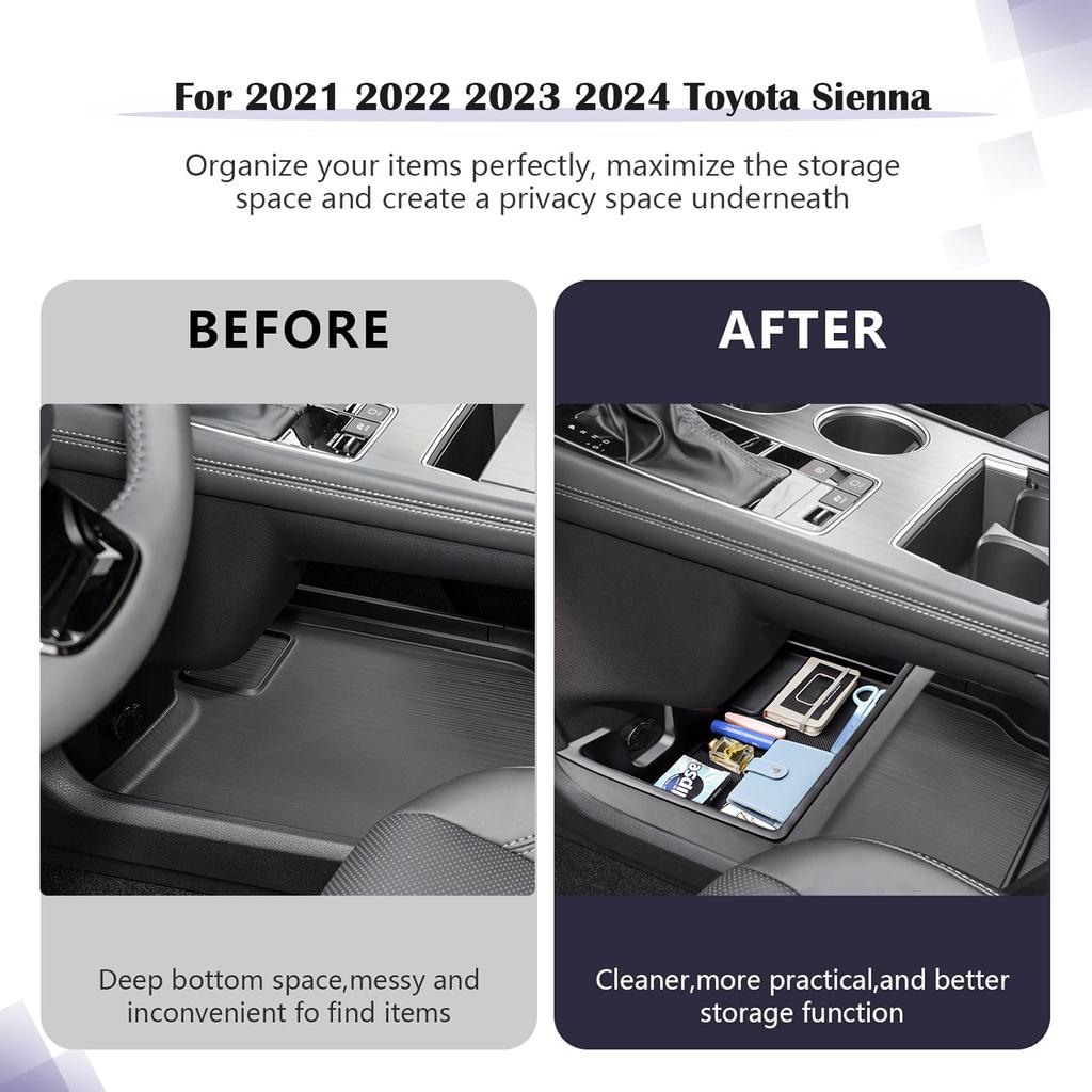 For 2025 2025 2025 2025 Toyota Sienna Center Console Bottom Organizer Floor Compartment Storage Box ABS Accessories Insert Box