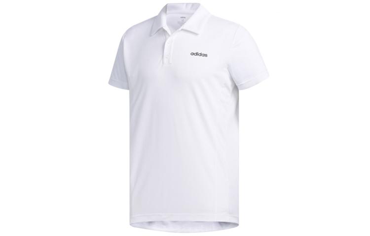 adidas Polo Shirts Men's White Crew Neck Moderate Straight Fit FL0332