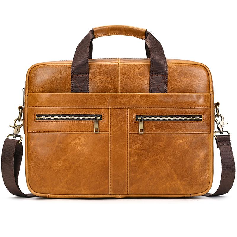 Men's Business Briefcase Fit 15" PC Genuine Leather Handbag Real Leather Male Laptop Handbag A4 Office Man Crossbody Bag