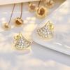 S925 Sterling Silver Small Diamond Fan Stud Earrings