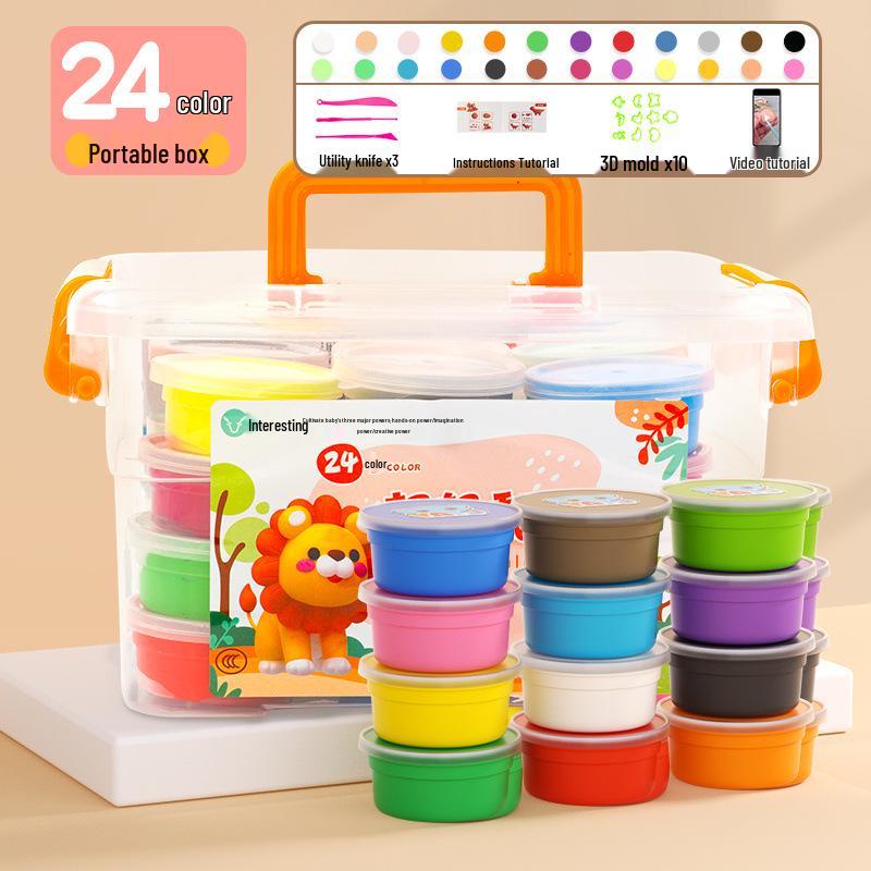 Super Light Non-Toxic Odorless Clay for Kids - 24 Colors
