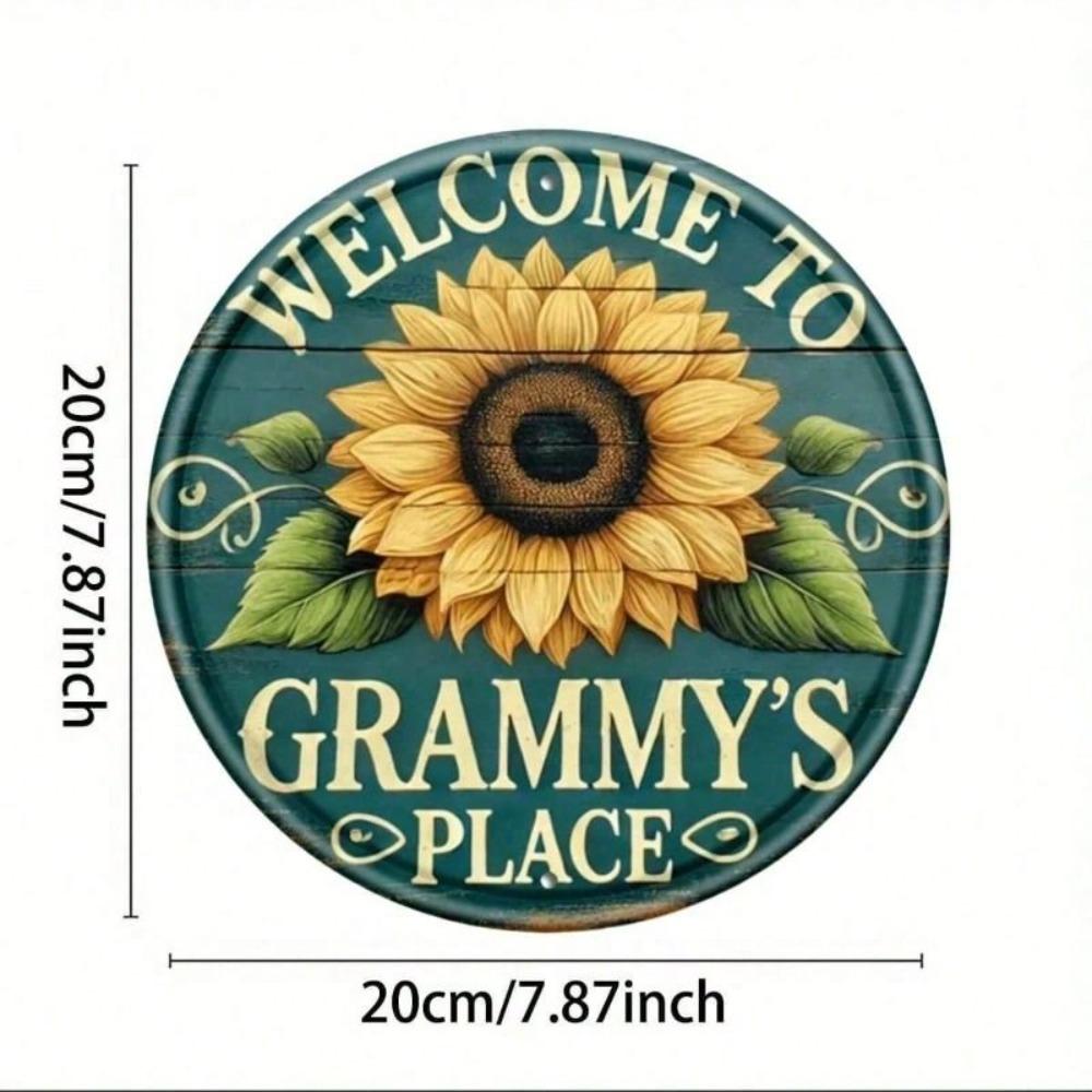 Vintage Welcome To Grandma Metal Sign Round Wall Decor Retro Kitchen Plaque