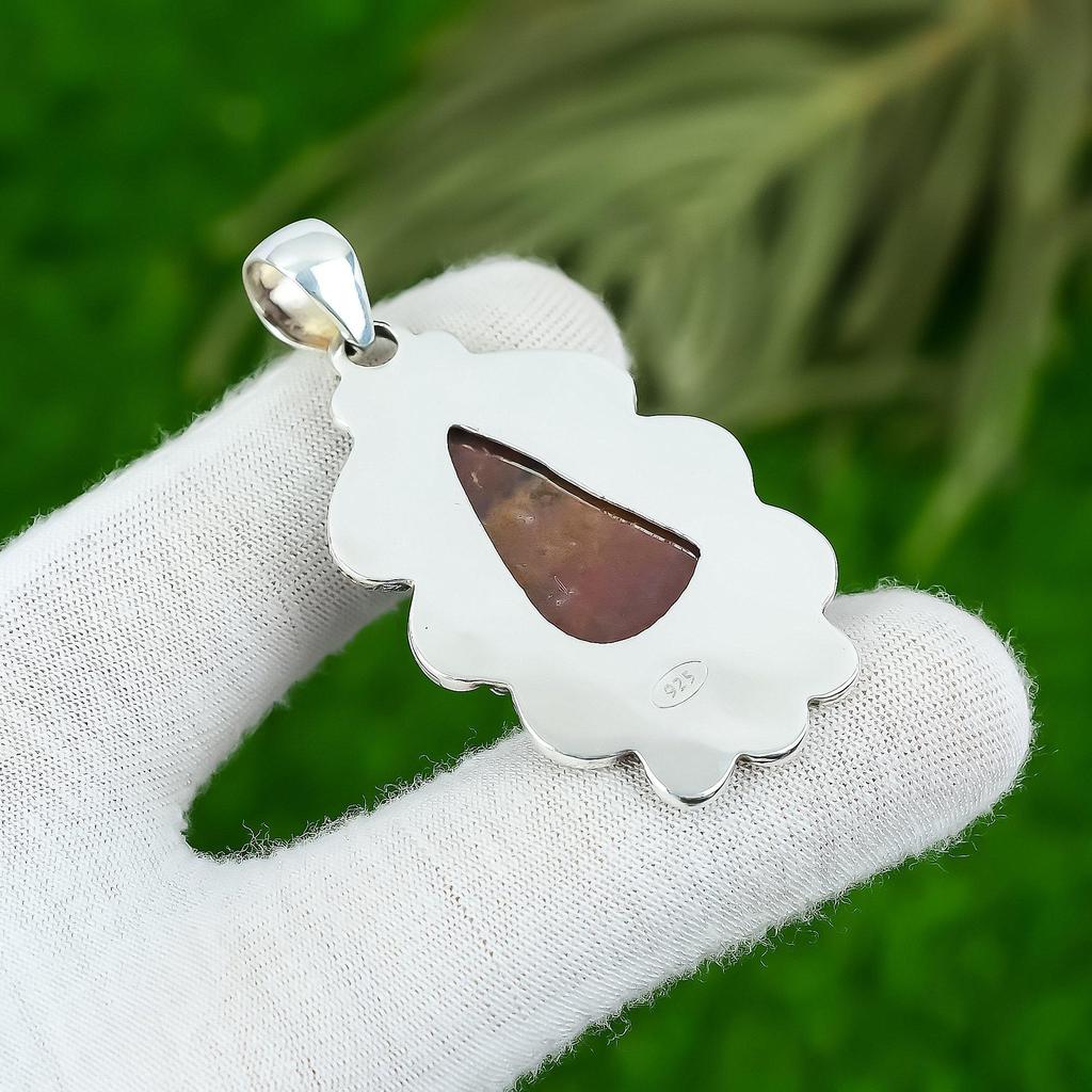 Daughters Day Sale Bloodstone Stone Bezel Ethnic Wedding Pendant Sterling Silver