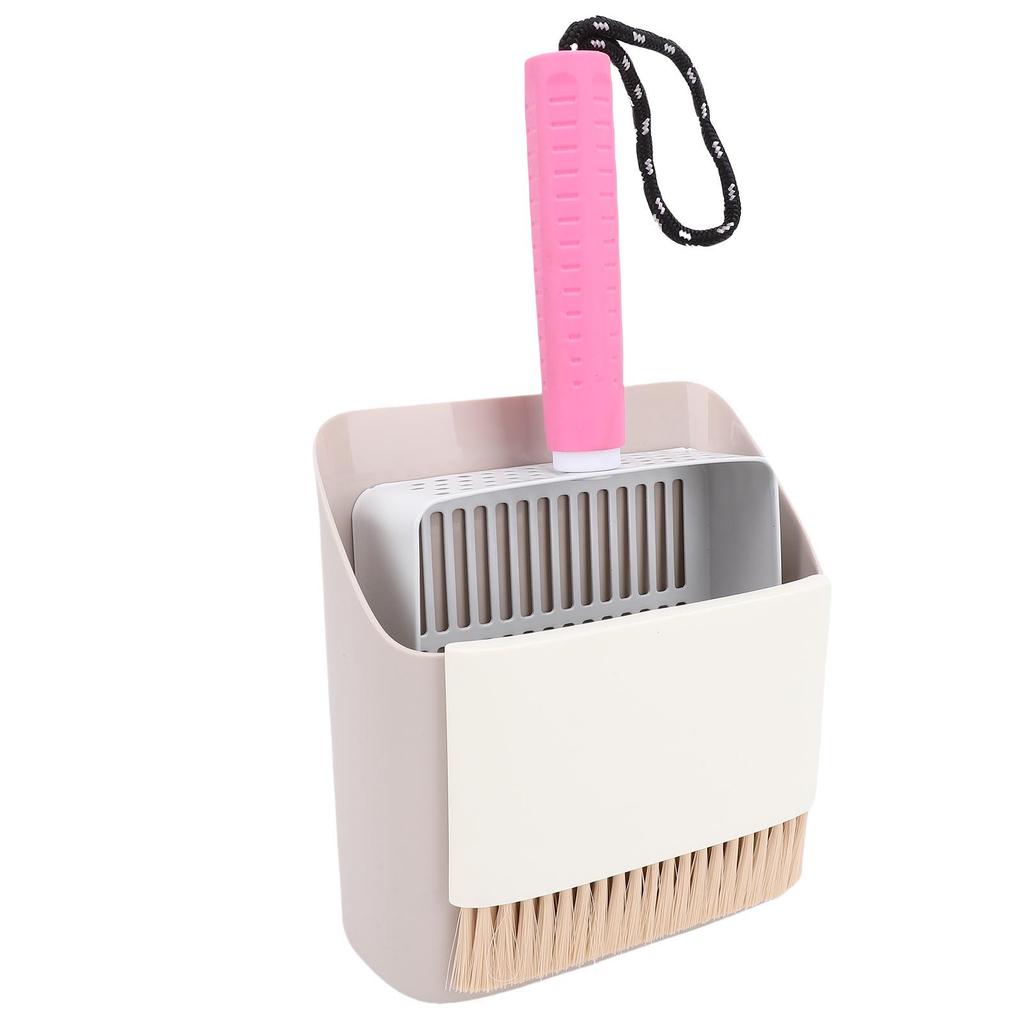 Cat Litter Scoop with Holder Base Broom Dustpan Set Detachable Stainless Steel Kitty Litter Scooper