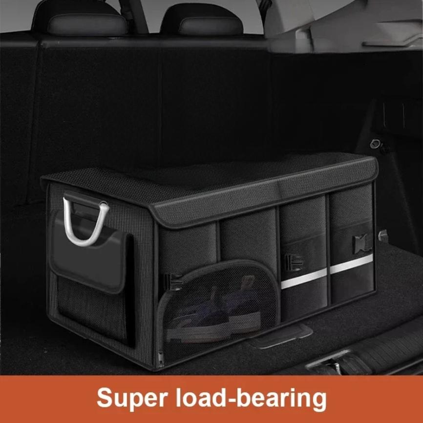 Foldable Trunk Storage Box Waterproof Oxford Cloth 110L Large-Capacity Car Organizer for Camping/Fishing Easy to Carry