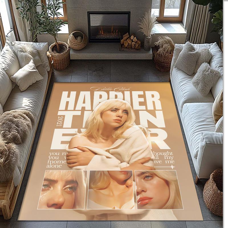Soft Crystal Velvet Floor Rug,Billie Eilish Anti Slip Decorative Carpet, Plush Area Mat For Indoor Home Decoration