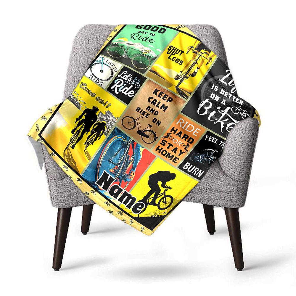 Cycling Life Is Better On A Bike Home Customize Your Name Blankets Comfortable Soft Lightweight Allseason Multipurpose Blanket For Picnics Sofas