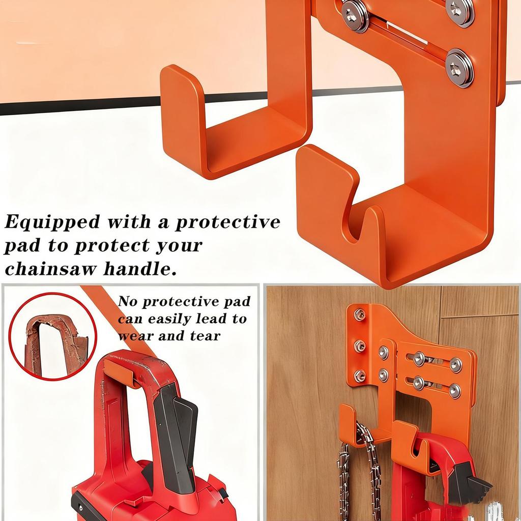 Chainsaw Holder Heavy Duty Wall Hanger Shed Chainsaw Organizer with Two Hook for Shed Garden Garage Workshop Chain Tool