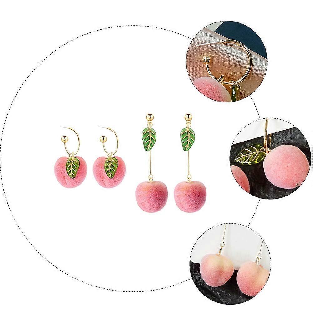 2 Pairs Peach Shaped Plastic Earrings Stylish Decorative Ear Accessories for Women Fashion Jewelry
