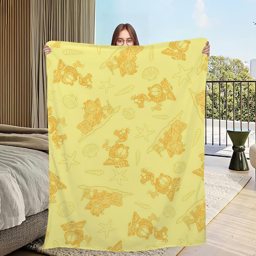 Cartoon Cute G-Garfield-ES Blanket Flannel warm comfort soft plush blanket For Picnic Beds Sofas Homes And Bedrooms