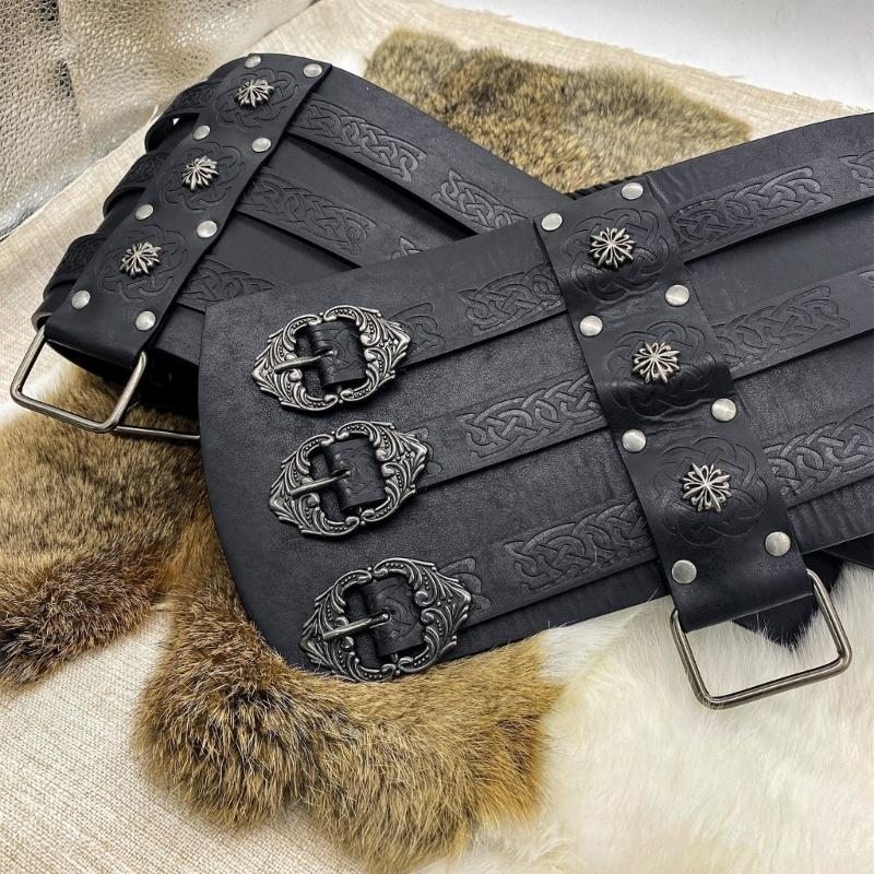 Viking Wide Belt Cosplay Knight Corsets Belt Renaissance Mens Medieval Belt Nordic Faux Leather Armors Belt Costume