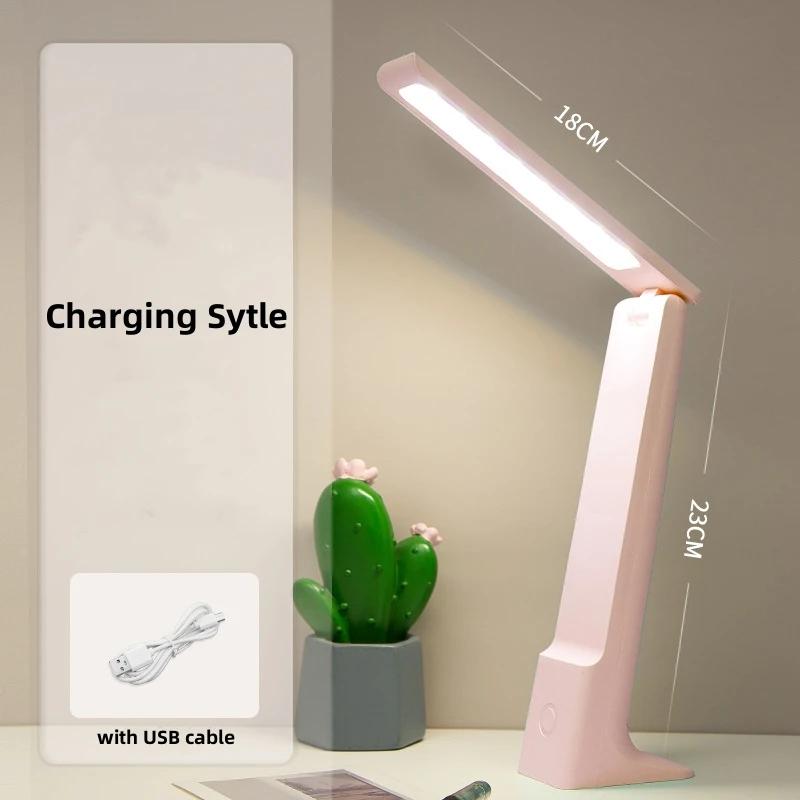 LED Folding Desk Lamp USB Charging Touch Control Dimmable Desktop Eye Protection Reading Study Office Bedroom Bedside Lamp