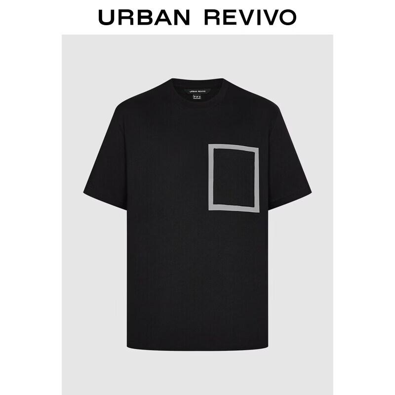 Men s Contrast Patch Pocket Crew Neck T-Shirt L