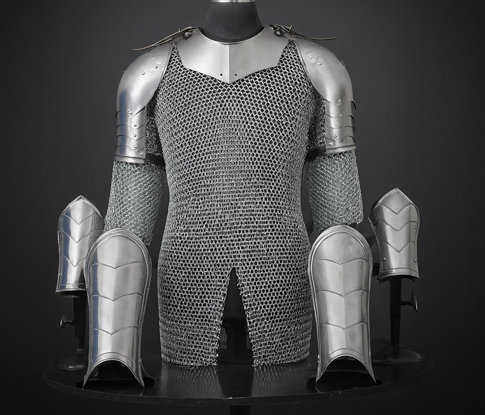 Men s Steel Knight Armor Chainmail Shirt Gorget Medieval Warrior LARP Cosplay Costume