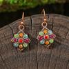 Orecchini Smaltati Colorati Etnici Retrò Bohemien da Donna Boho Fiore Vuoto Geometrico Rotondo Vintage Pendenti Gioielli Regalo