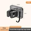 Wall Mounted Punch-free Mop Clamp Bathroom Wall Hanging Mop Rack Broom Storage Rack Multifunctional Hook Multi-use Sticky Hook