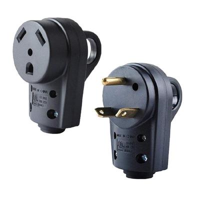 Enchufe de Repuesto para Autocaravanas Enchufe Macho para Adaptador de Corriente de Autocaravanas 30A 125V Enchufe Conector de Alimentación Resistente a la Llama