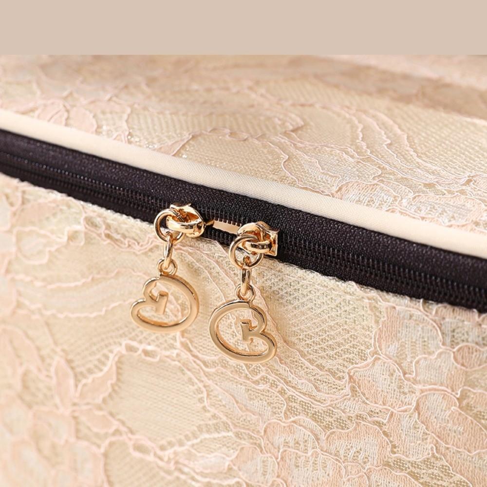 Makeup Bag Elegant Portable Makeup Bag Lace Floral Pattern Cosmetic Storage Bag Large Capacity with Handle Handbag for Women