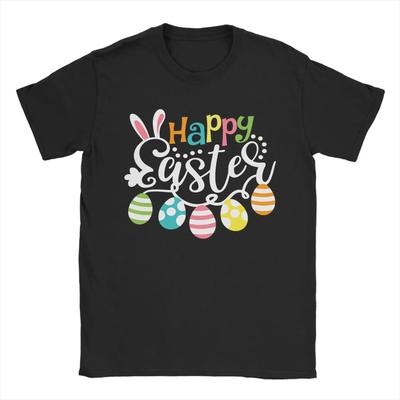 Lustiges tanzendes Kaninchen Frohe Ostern T-Shirt Unisex Lässiges Rundhals Kurzarm T-Shirt Damen und Unisex T-Shirts