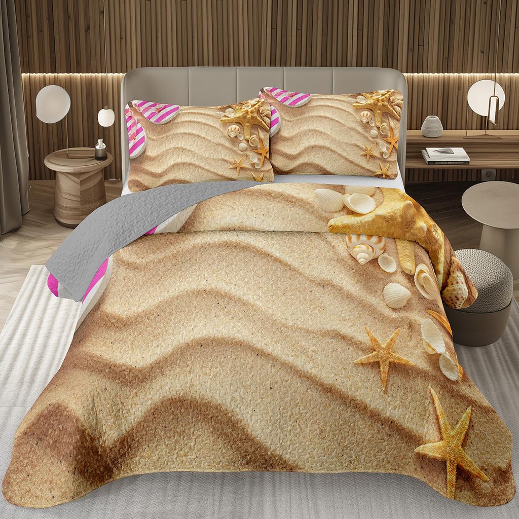 Beach Bedspread Tropical Palm Tree Coverlet SetSea Ocean Quilt Set Twin King Size Seaside Landscape Coastal Theme Bedding Sets