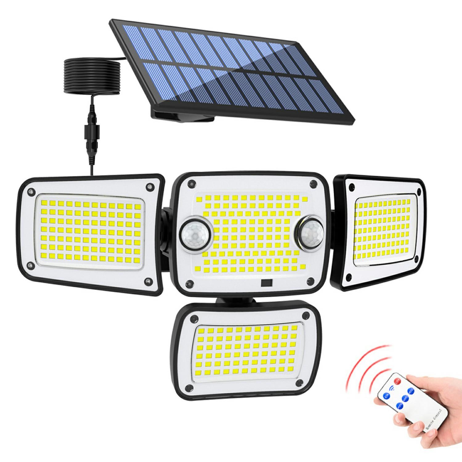 

TY10313 Split Type 4 Heads Solar Outdoor Wall Light 342 LED Motion Sensor Lamp for Garden Yard Pathway A