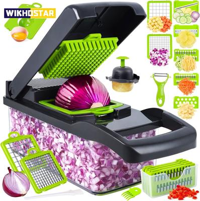 16 in 1 Tritatutto multifunzionale per verdure Maniglia per alimenti Griglia per alimenti Tritatutto per verdure Affettatrice per cubetti Taglia utensili da cucina