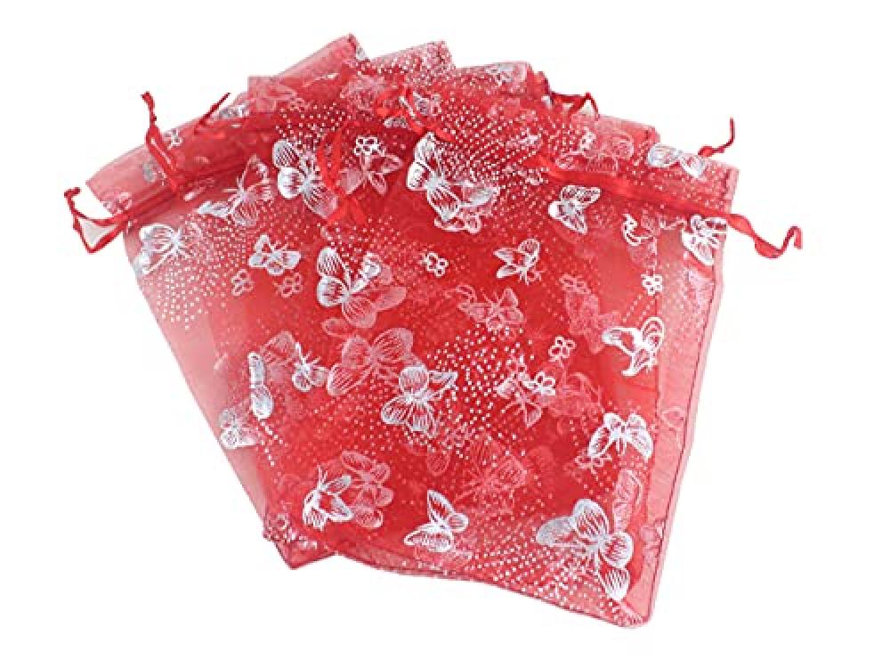 25 Pieces 3 Sizes Hot Stamped Butterfly Bags Jewelry Gift Bags Candy Bags Drawstring Wedding Bags Hot Stamped Gauze Bags Organza Bags Spice Bags AVE