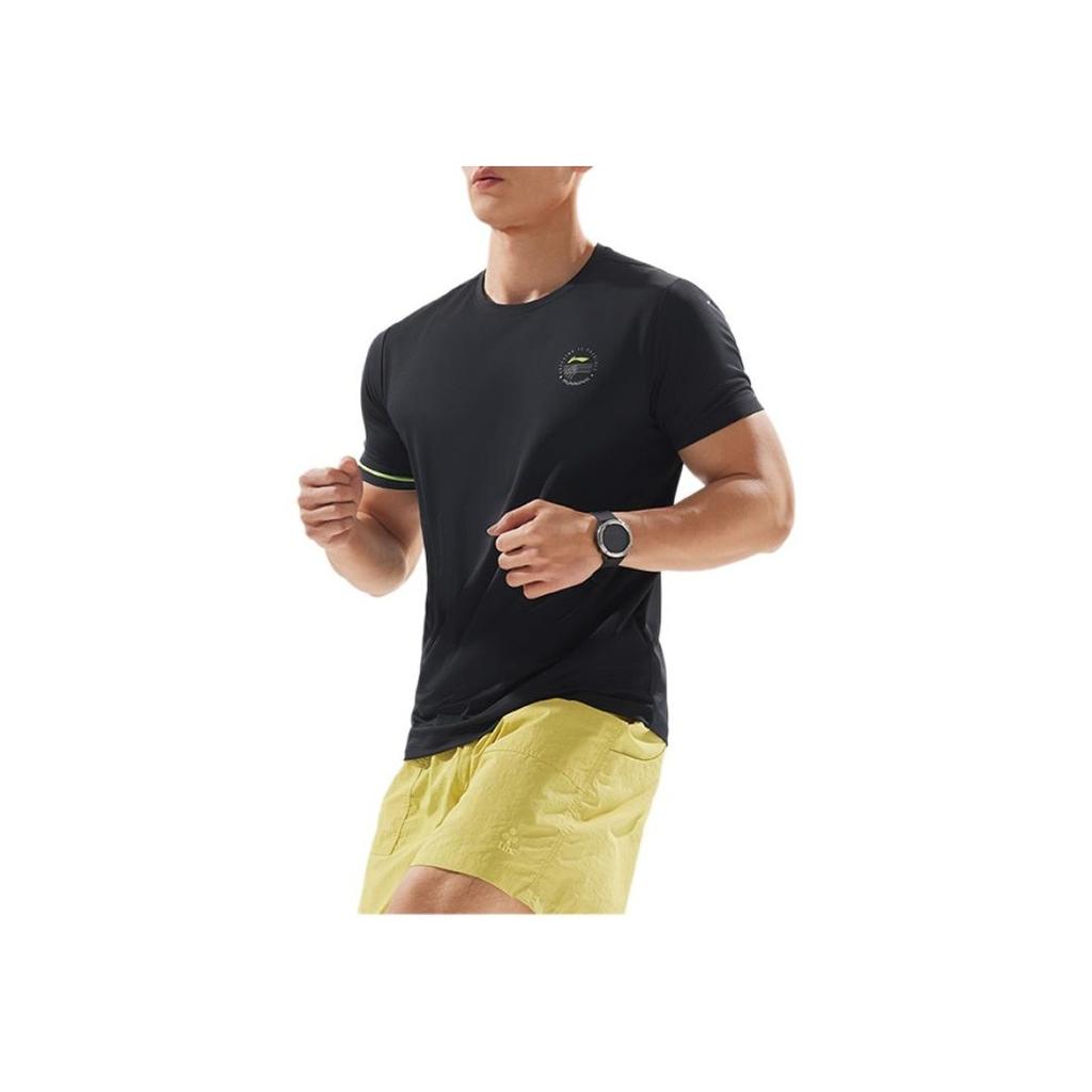Li Ning Running Series Solid Color Round Neck Comfortable Breathable Versatile Wind Tunnel Breathable Short Sleeve T-Shirt Men T-Shirts ATSV083-1