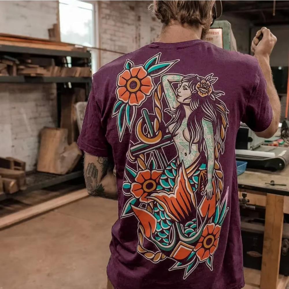Popular New Weird Short Sleeve Mositure Absorbing Quick Dry Hish Street Trendy Element Design Cmfortable Loose T-shirts Men 2024