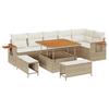 Ensemble de Canapé de Jardin 9 Pièces avec Coussins Beige Rattan Acacia, Ensemble de Salle à Manger de Jardin 3 Pièces 3363186