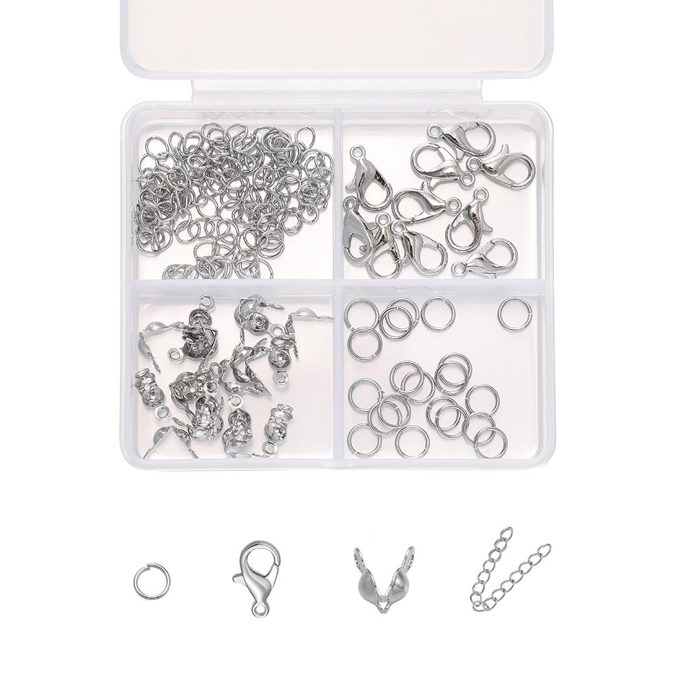 1 Box 4-Fächer 14/18 Karat Goldfarben Beschichtete Karabinerverschlüsse Offene Biegeringe Sets Für DIY Armband Halskette Schmuckherstellung Zubehör